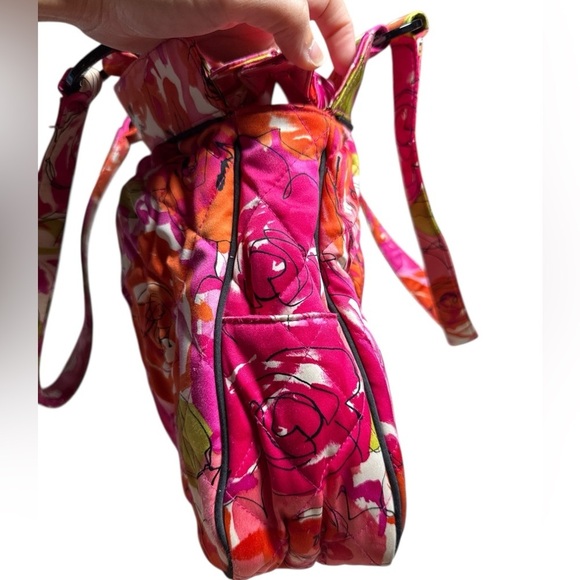 Vera Bradley Quilted Floral Shoulder Bag – Bold Pink & Orange Roses - Picture 6 of 6